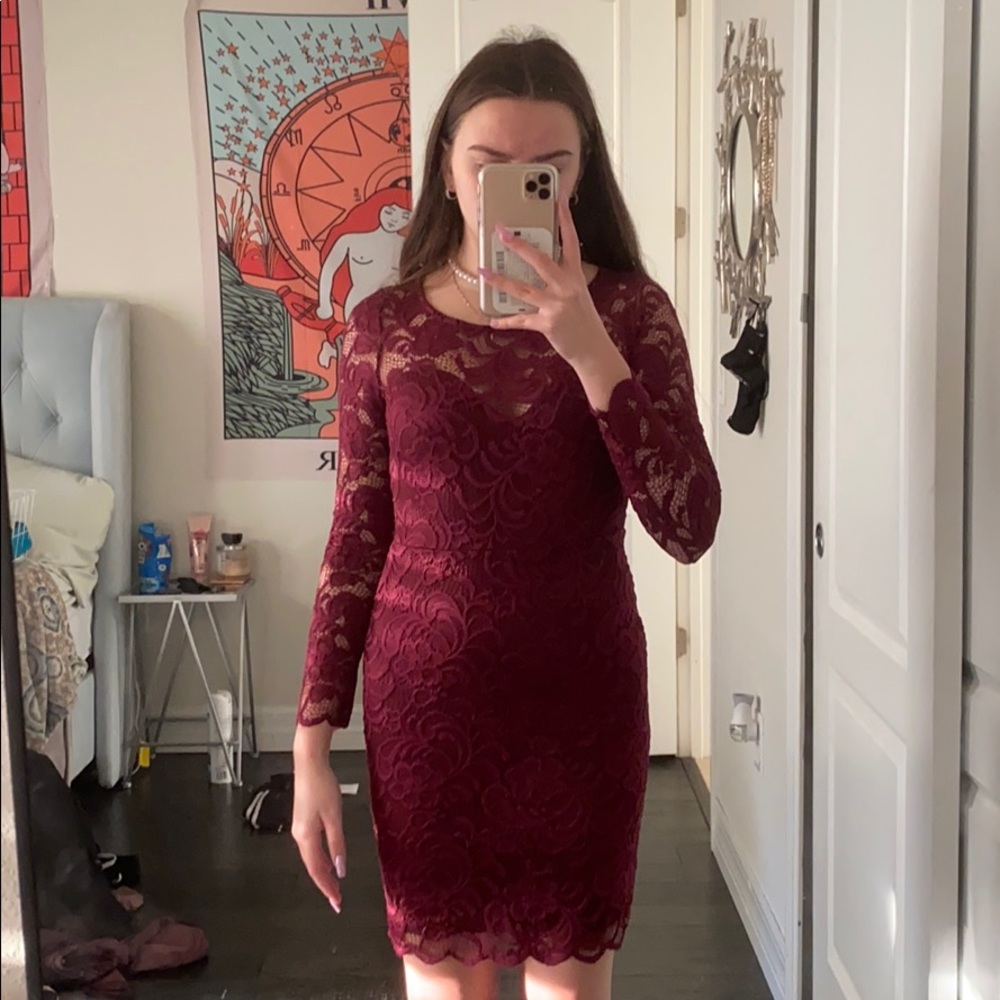 Red lace dress